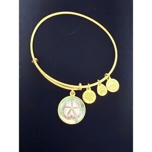 Alex & Ani Sand Dollar Charm Bracelet Faith Brings Miracles Gold Energy Infused